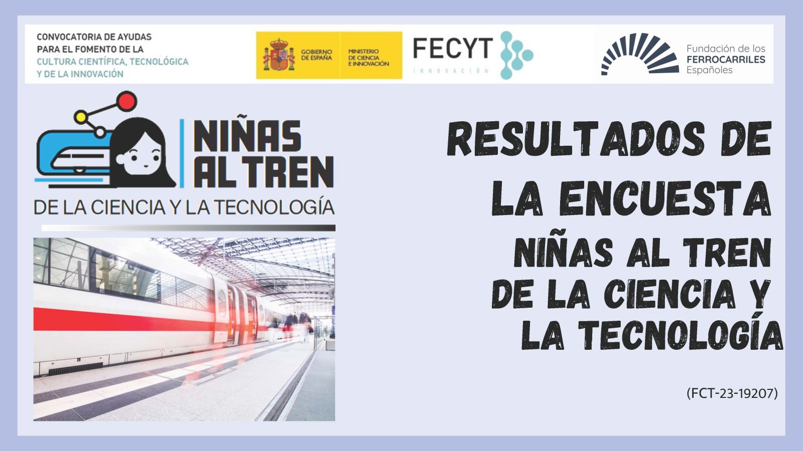 Proyecto Niñas al Tren de la Ciencia. Disponible los resultados principales de la encuesta sobre formación y percepción del ferrocarril como ámbito laboral
